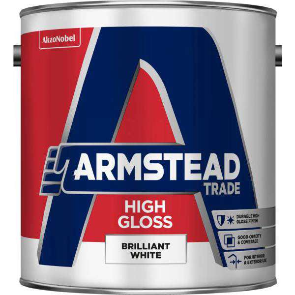 Image of Armstead Trade High Gloss Paint Brilliant White 1ltr