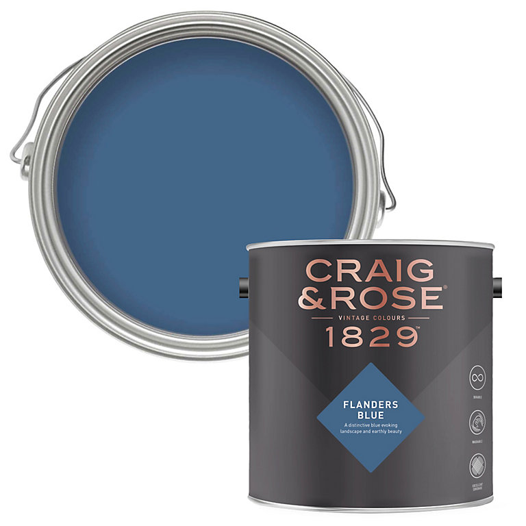 Product image for Craig & Rose 1829 Flanders Blue Chalky Emulsion paint, 2.5L