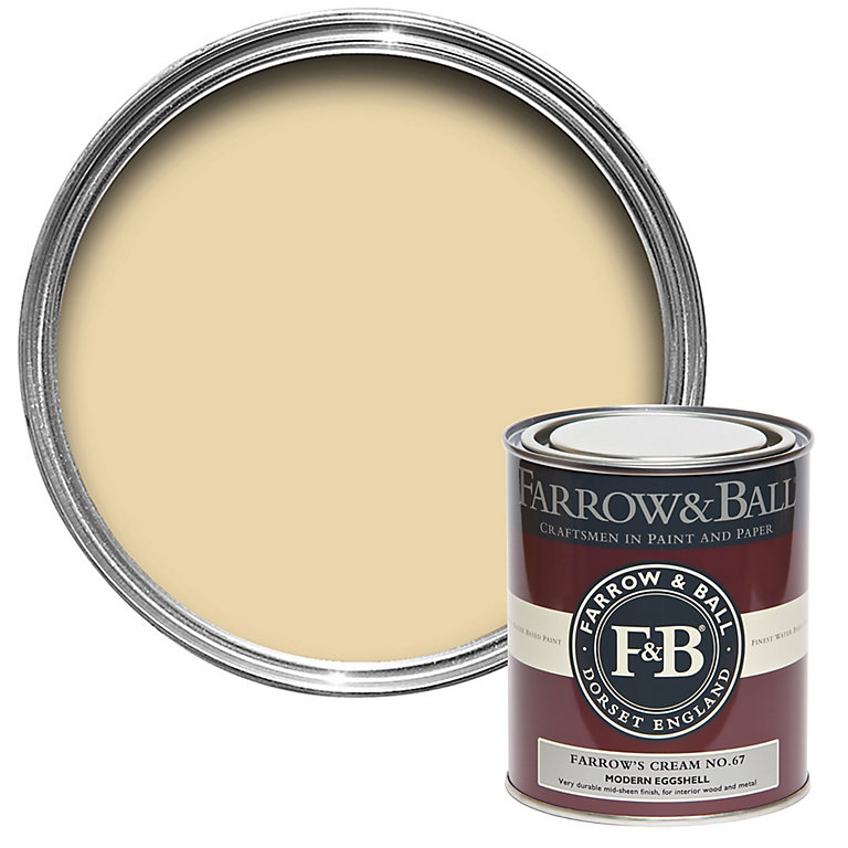 Product image for Farrow & Ball Modern Farrow's Cream No.67 Eggshell Paint, 750ml