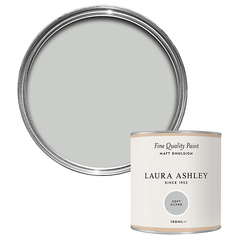 Product image for Laura Ashley Soft Silver Matt Emulsion paint, 100ml