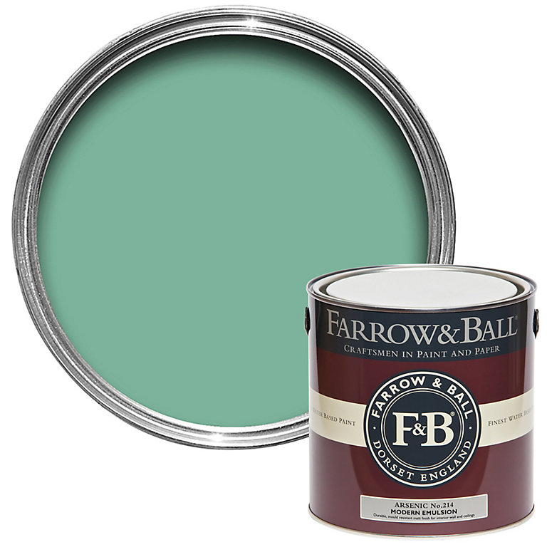 Product image for Farrow & Ball Modern Arsenic No.214 Matt Emulsion paint, 2.5L
