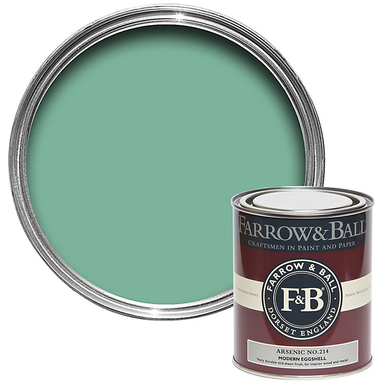 Product image for Farrow & Ball Modern Arsenic No.214 Eggshell Paint, 750ml