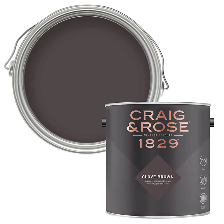 Product image for Craig & Rose 1829 Clove Brown Chalky Emulsion paint, 2.5L