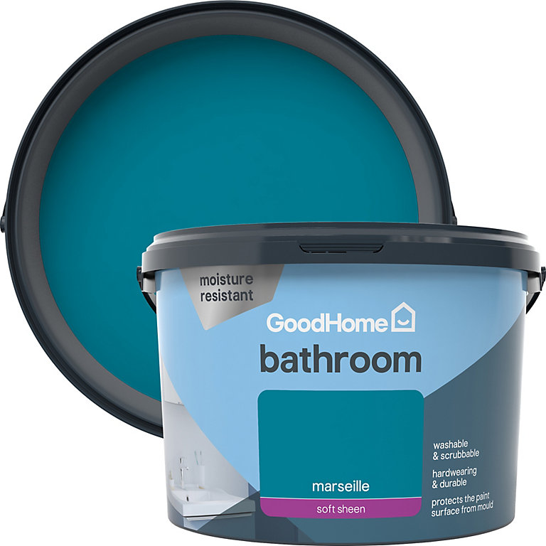 Product image for GoodHome Bathroom Marseille Soft sheen Emulsion paint, 2.5L