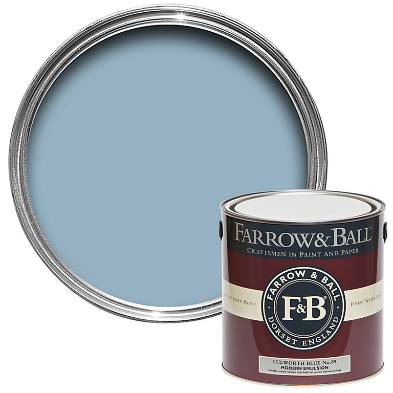 Product image for Farrow & Ball Modern Lulworth Blue No.89 Matt Emulsion paint, 2.5L