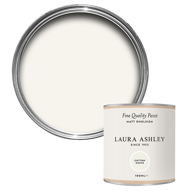 Product image for Laura Ashley Cotton White Matt Emulsion paint, 100ml