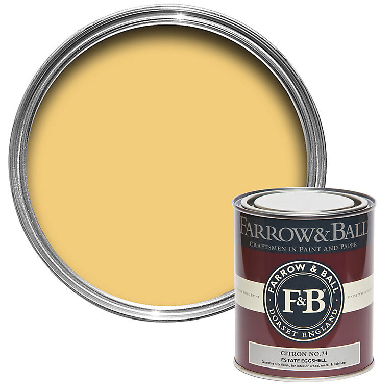Product image for Farrow & Ball Estate Citron No.74 Eggshell Paint, 750ml