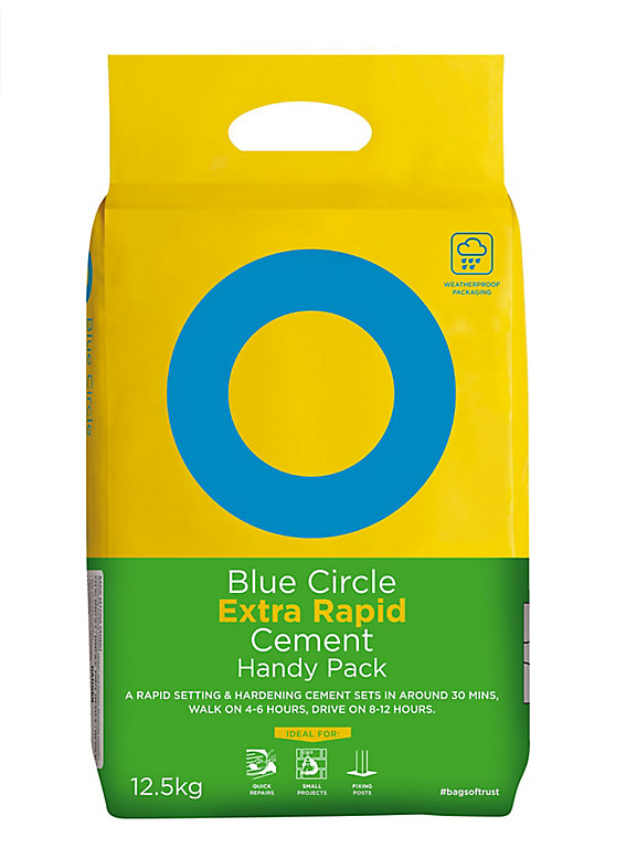 Product image for Blue Circle Extra rapid Cement, 12.5kg Handy bag