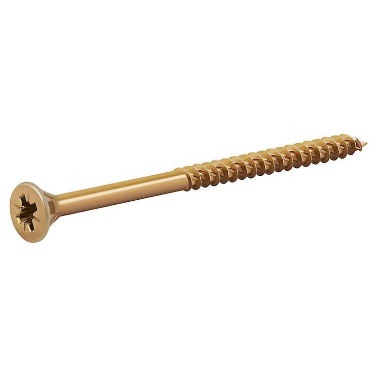 Image of TurboDrive Pozidriv Yellow-passivated Steel Screw (Dia)5mm (L)80mm, Pack of 100