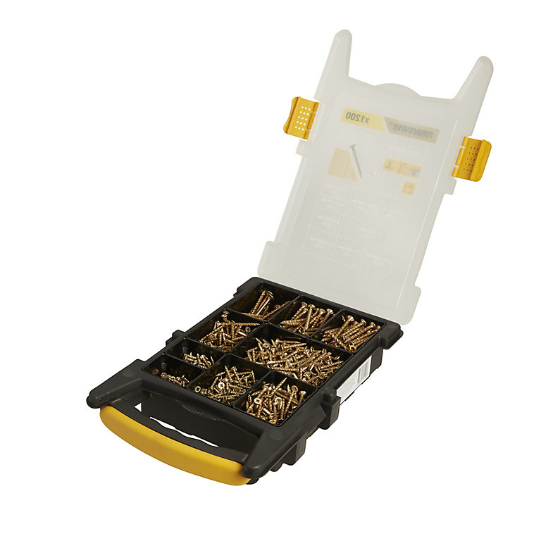 Image of TurboDrive Assorted wood screw PZ Double-countersunk Yellow-passivated Carbon steel Screw, Pack of 1200