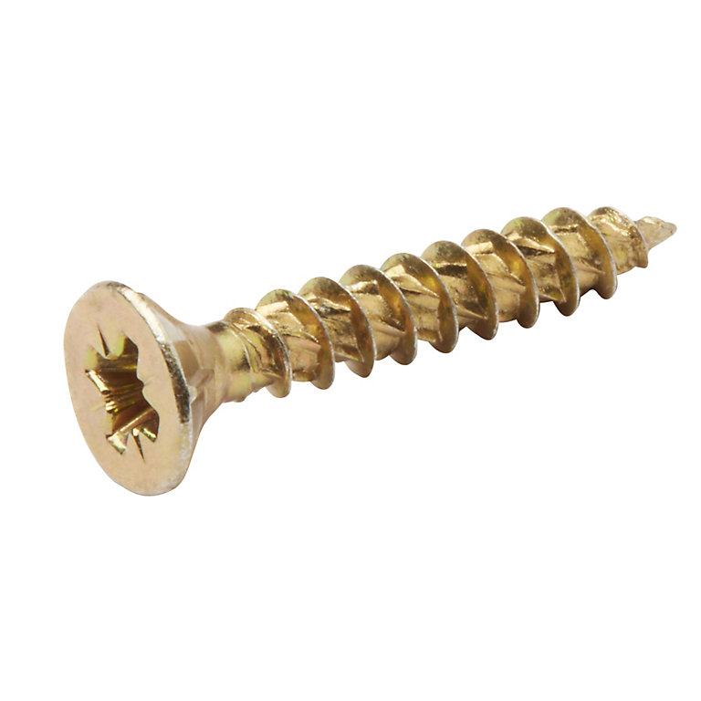 Image of TurboDrive Pozidriv Yellow-passivated Steel Screw (Dia)4mm (L)25mm, Pack of 100