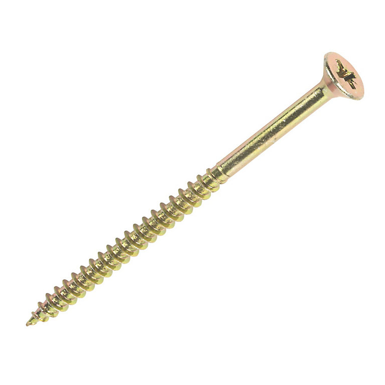 Image of Goldscrew PZ Double-countersunk Yellow-passivated Carbon steel Screw (Dia)5mm (L)80mm, Pack of 100