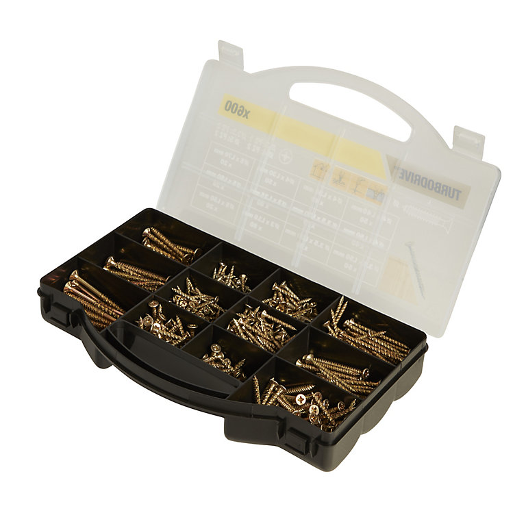Image of TurboDrive Assorted wood screw PZ Double-countersunk Yellow-passivated Carbon steel Wood screw, Pack of 600