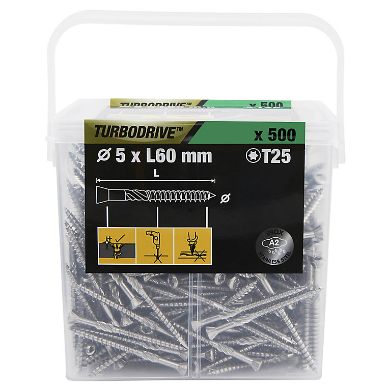 Image of TurboDrive TX Stainless steel Decking Multipurpose screw (Dia)5mm (L)60mm, Pack of 500