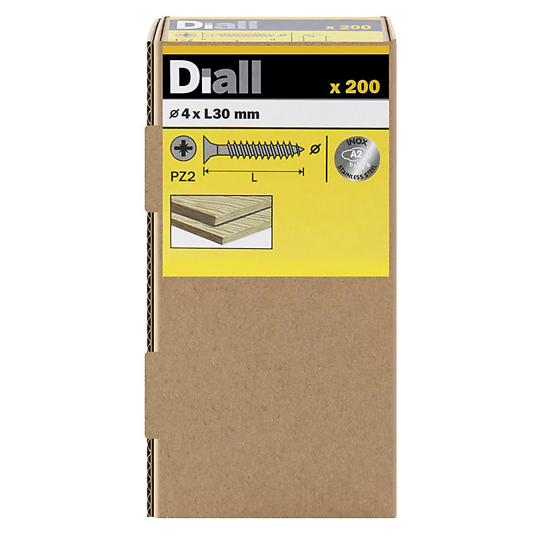 Image of Diall Pozidriv Stainless steel Screw (Dia)4mm (L)30mm, Pack of 200