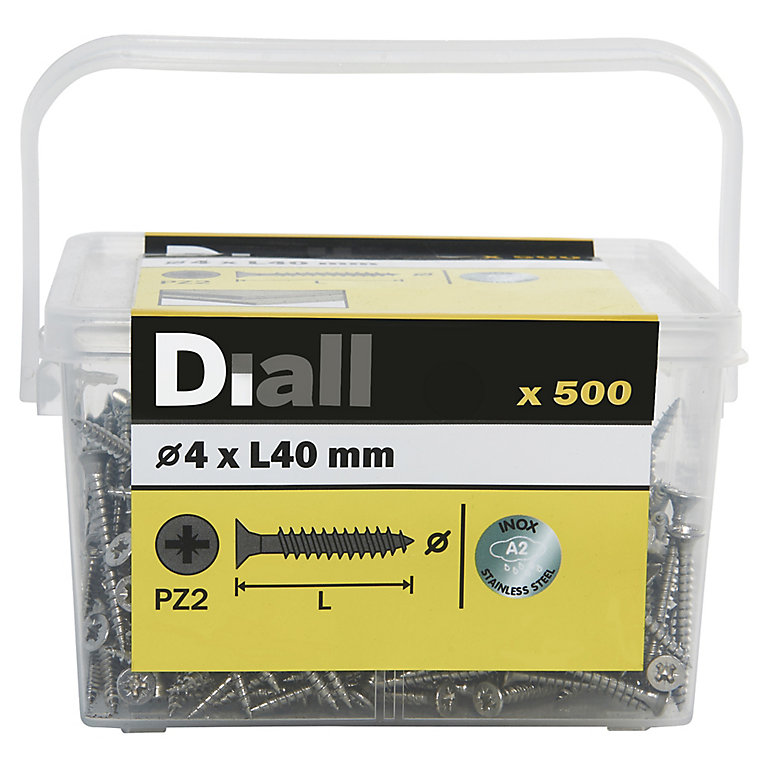 Image of Diall Pozidriv Stainless steel Screw (Dia)4mm (L)40mm, Pack of 500