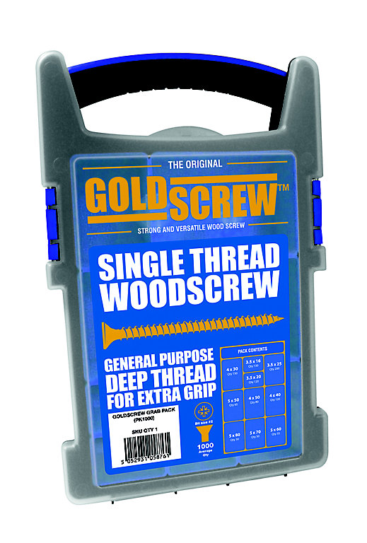 Product image for Goldscrew PZ Double-countersunk Yellow-passivated Carbon steel (C1022) Screw, Pack of 1000