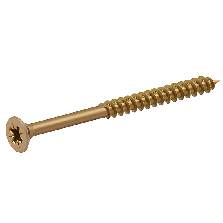 Product image for Diall Yellow-passivated Carbon steel Screw (Dia)5mm (L)70mm, Pack of 100