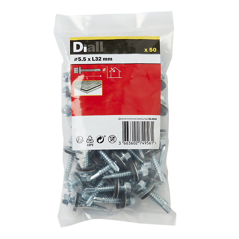 Image of Diall Zinc-plated Carbon steel Roofing screw (Dia)5.5mm (L)32mm, Pack of 50
