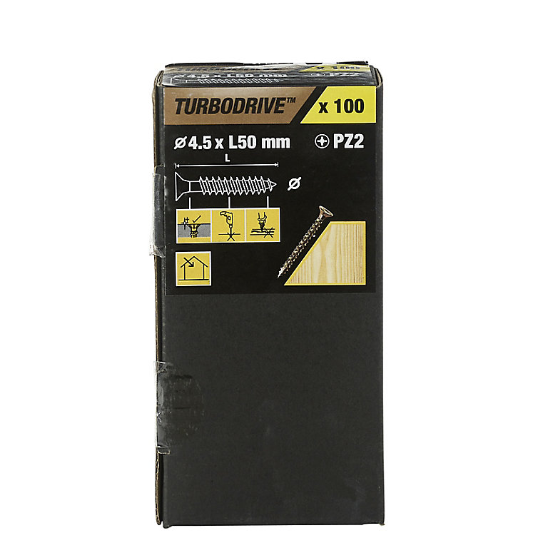 Image of TurboDrive Yellow-passivated Steel Screw (Dia)4.5mm (L)50mm, Pack of 100