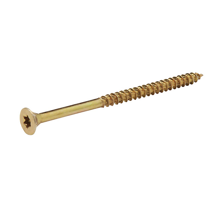 Product image for TurboDrive TX Double-countersunk Yellow-passivated Steel Wood screw (Dia)6mm (L)100mm, Pack of 100