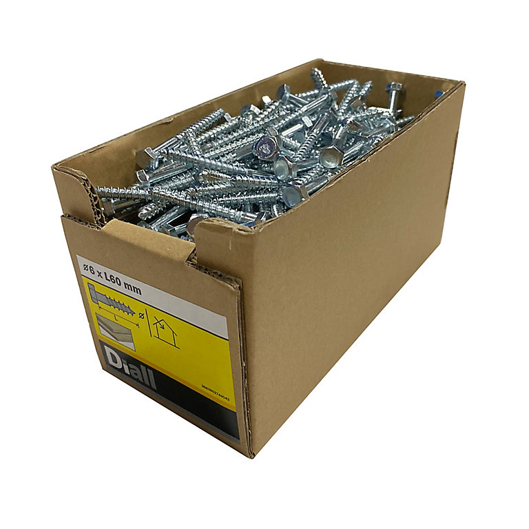 Product image for Diall Hex Zinc-plated Carbon steel Coach screw (L)60mm, Pack of 200