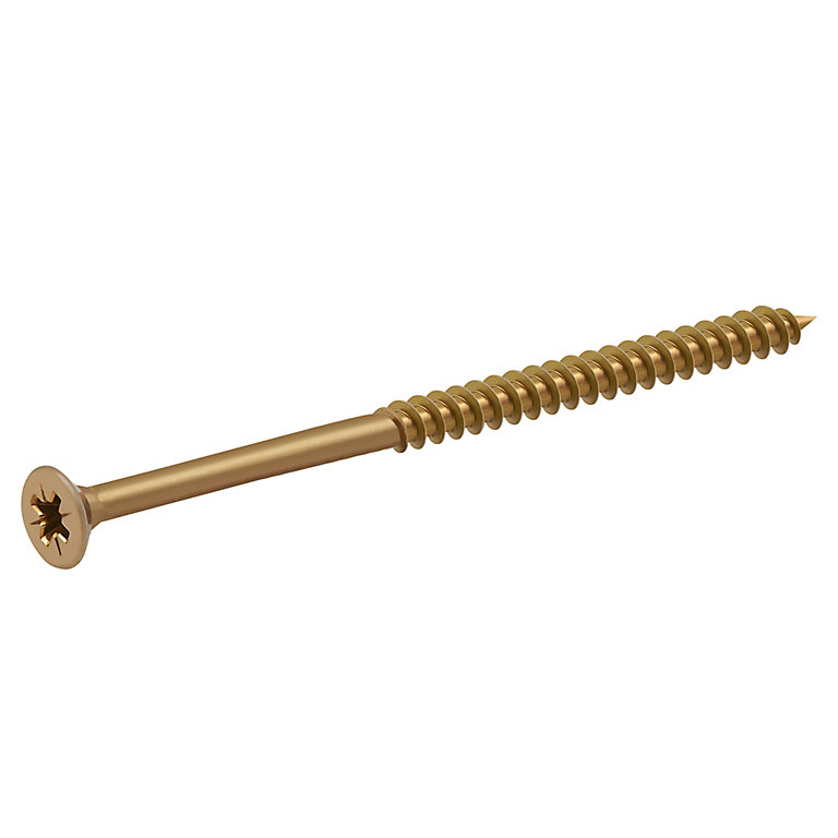 Image of Diall Yellow-passivated Carbon steel Screw (Dia)4.5mm (L)80mm, Pack of 100