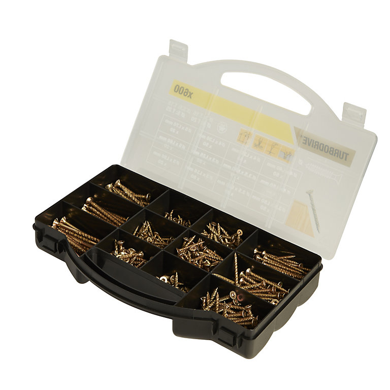 Product image for TurboDrive Assorted wood screw TX Double-countersunk Yellow-passivated Carbon steel Screw, Pack of 600