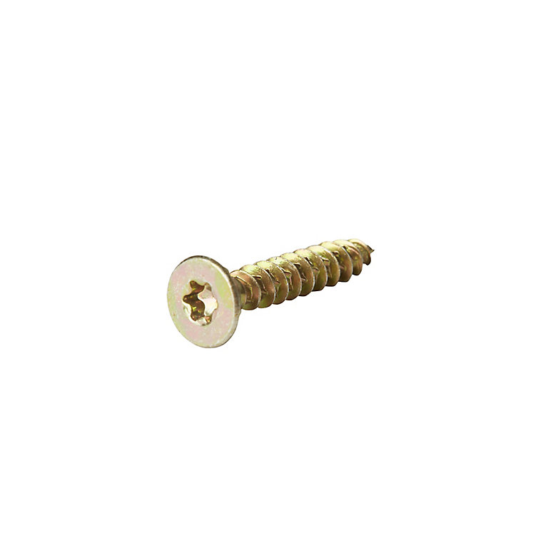 Product image for TurboDrive TX Double-countersunk Yellow-passivated Steel Wood screw (Dia)5mm (L)30mm, Pack of 100