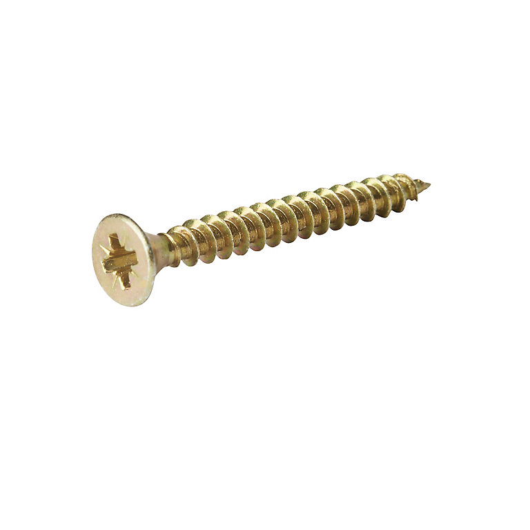 Product image for Diall Yellow-passivated Carbon steel Screw (Dia)3mm (L)40mm, Pack of 100