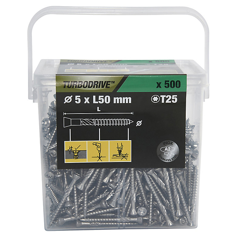 Image of TurboDrive TX Stainless steel Decking Multipurpose screw (Dia)5mm (L)50mm, Pack of 500