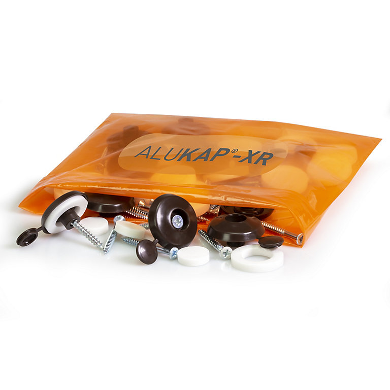 Image of Alukap XR PZ Button Brown Polycarbonate (PC) & steel Roofing screw (Dia)40mm (L)55mm, Pack of 50