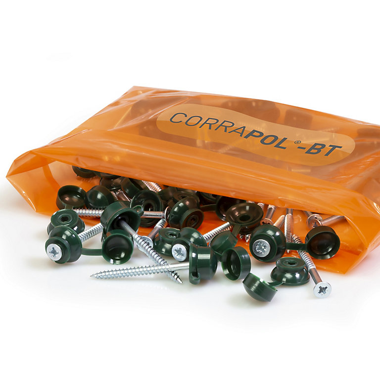 Image of Corrapol PZ Button Green Rubber & steel Roofing screw (Dia)5.5mm (L)60mm, Pack of 50