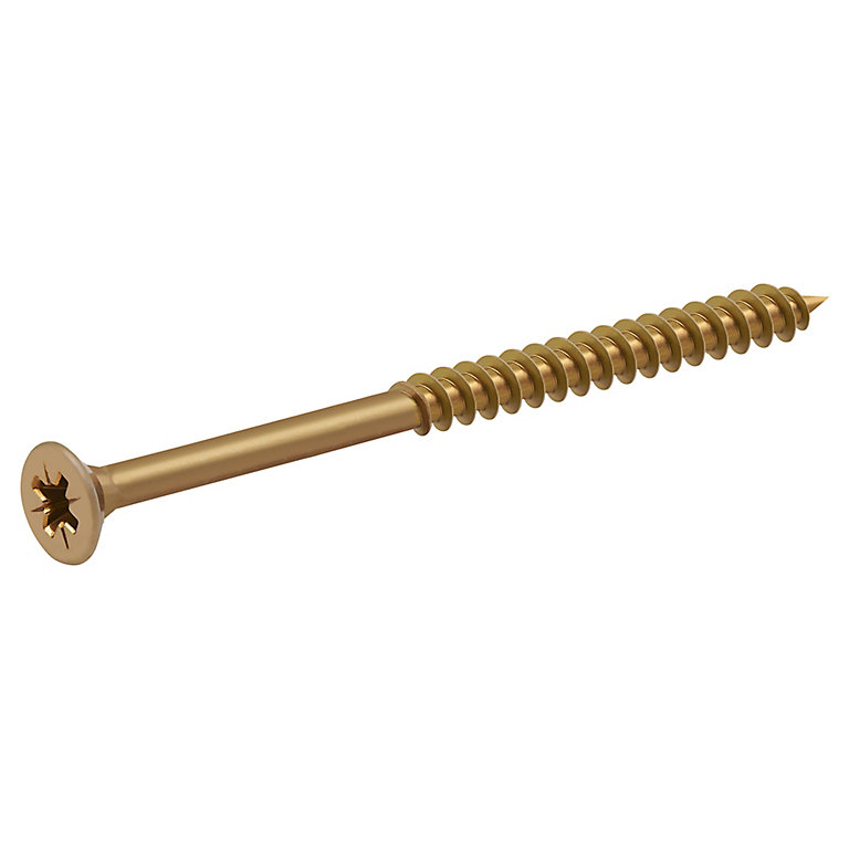 Product image for Diall Yellow-passivated Carbon steel Screw (Dia)6mm (L)80mm, Pack of 100
