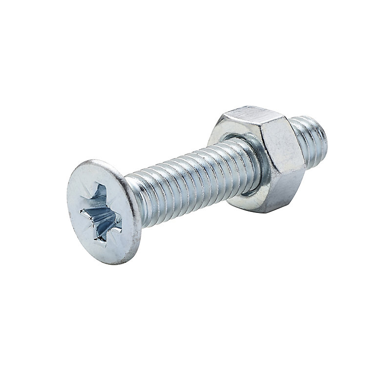 Image of Diall M6 Cruciform Philips Pan head Zinc-plated Carbon steel Machine screw & nut (Dia)6mm (L)30mm, Pack of 20
