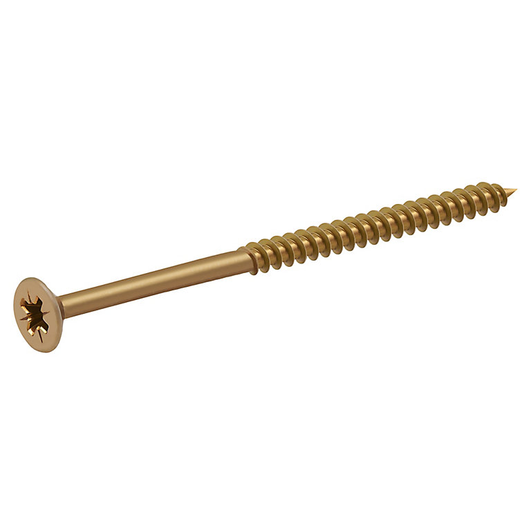 Product image for Diall Yellow-passivated Carbon steel Screw (Dia)6mm (L)90mm, Pack of 100