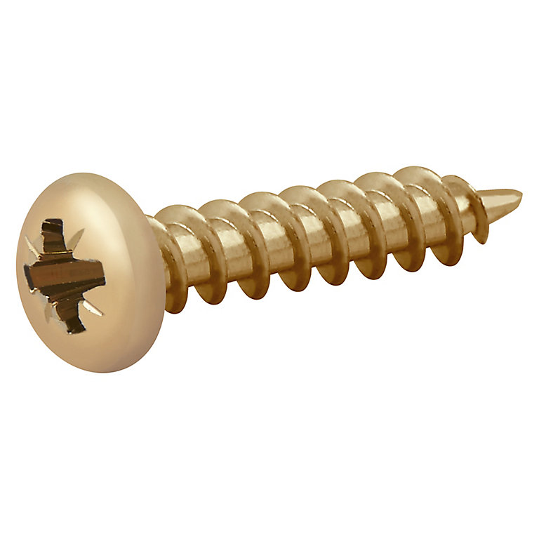 Image of Diall PZ Pan head Yellow-passivated Steel Wood screw (Dia)5mm (L)25mm, Pack of 100