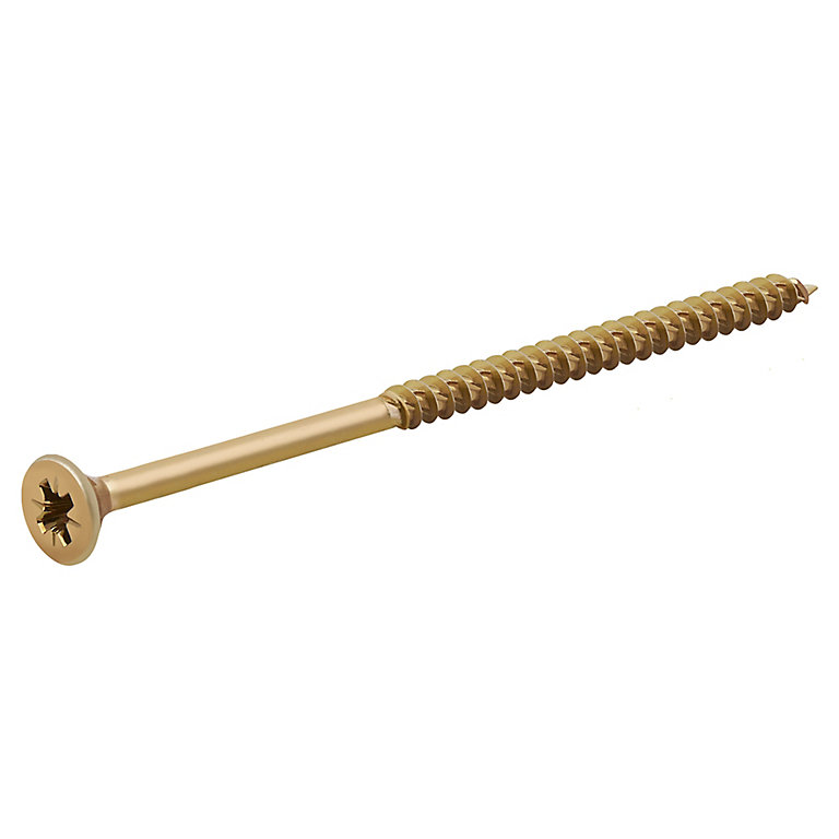 Product image for TurboDrive Pozidriv Yellow-passivated Steel Screw (Dia)6mm (L)120mm, Pack of 20