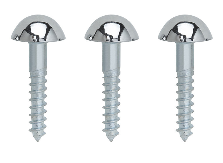 Image of Slotted Flat countersunk Silver Mirror screw (L)32mm, Pack of 4