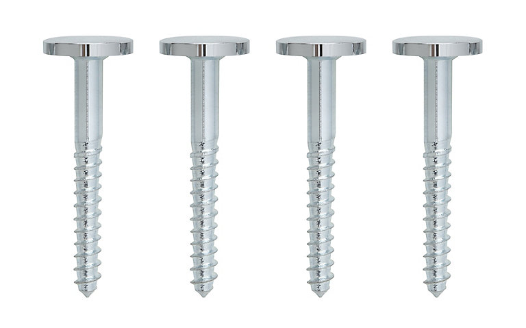 Image of Slotted Flat countersunk Silver Mirror screw (L)38mm, Pack of 4