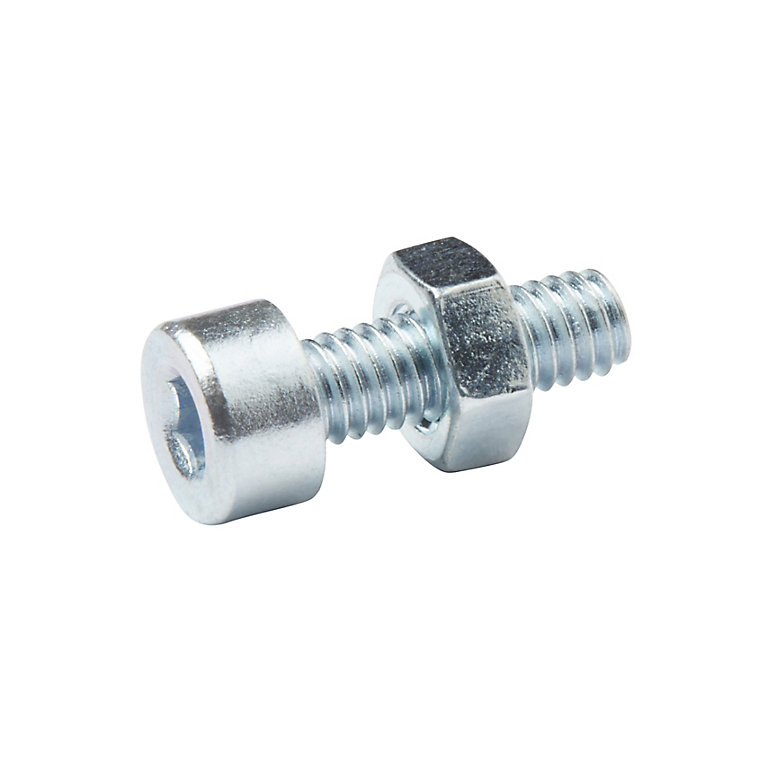 Product image for Diall M4 Cylindrical Zinc-plated Carbon steel Set screw & nut (Dia)4mm (L)12mm, Pack of 20