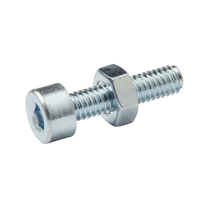 Product image for Diall M4 Cylindrical Zinc-plated Carbon steel Set screw & nut (Dia)4mm (L)16mm, Pack of 20