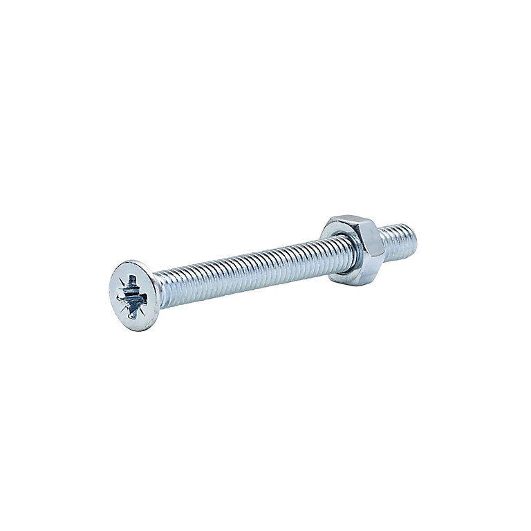 Image of Diall M4 Pozidriv Countersunk Zinc-plated Carbon steel Machine screw & nut (Dia)4mm (L)40mm, Pack of 20