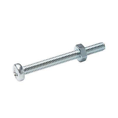 Image of Diall M4 Cruciform Philips Pan head Zinc-plated Carbon steel Machine screw & nut (Dia)4mm (L)40mm, Pack of 20