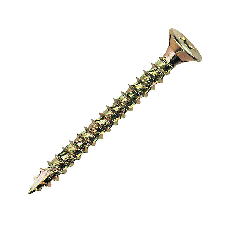Product image for TurboGold PZ Double-countersunk Yellow-passivated Carbon steel Screw (Dia)5mm (L)60mm, Pack of 100