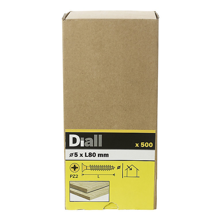 Product image for Diall Yellow-passivated Carbon steel Decking Screw (Dia)5mm (L)80mm, Pack of 500