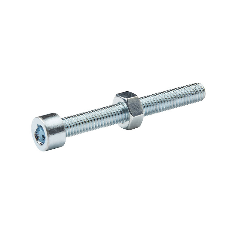 Product image for Diall M6 Cylindrical Zinc-plated Carbon steel Set screw & nut (Dia)6mm (L)50mm, Pack of 20