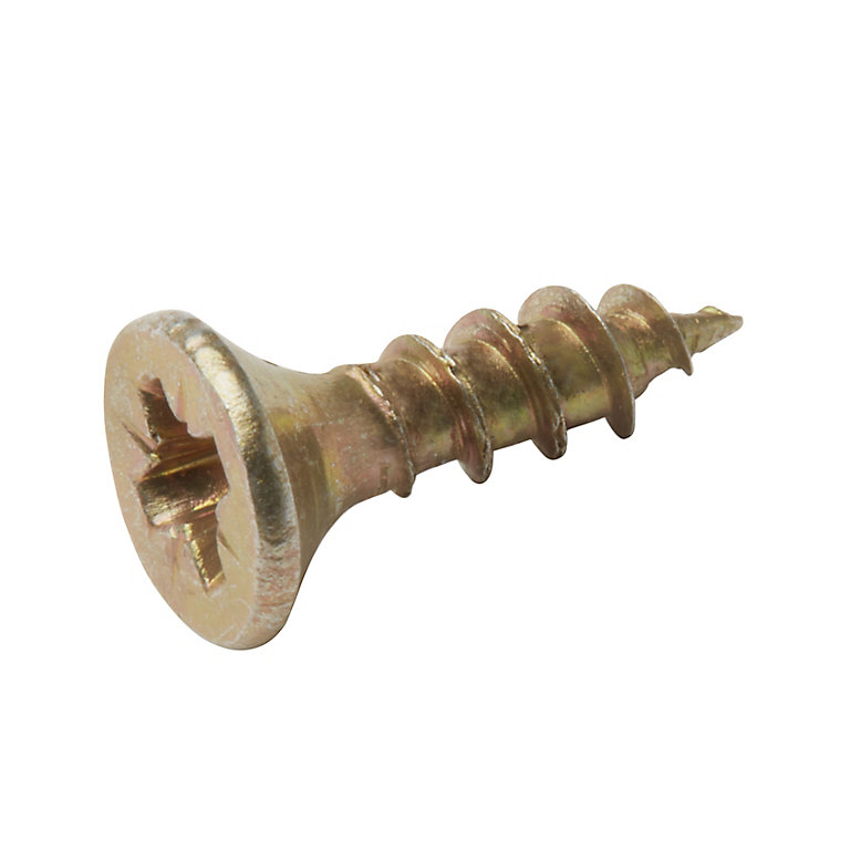 Product image for Diall PZ Double-countersunk Yellow-passivated Steel Wood screw (Dia)3.5mm (L)12mm, Pack of 100