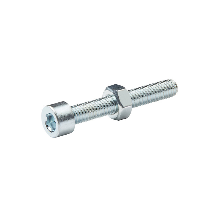 Product image for Diall M6 Cylindrical Zinc-plated Carbon steel Set screw & nut (Dia)6mm (L)40mm, Pack of 20