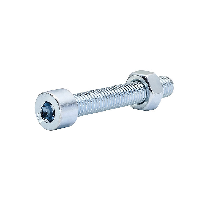 Image of Diall M8 Cylindrical Zinc-plated Carbon steel Set screw & nut (Dia)8mm (L)50mm, Pack of 20